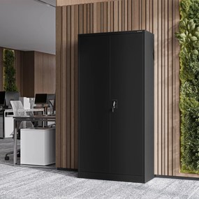 Szafa gospodarcza DAWID, 900 x 1850 x 450 mm, All Black: czarna