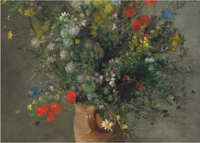 Obraz na szkle - Auguste Renoir,  Flowers in a Vase, reprodukcje (70x50 cm)