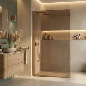 Kabina prysznicowa Walk-In Rea Flexi Brown / Brush Copper 90