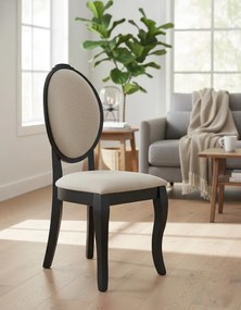 Czarne bankietowe ludwikowskie krzesło medalion F9-L64