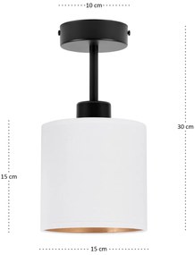 Lampa sufitowa czarna jednopunktowy spot z białym abażurem C-1010SC-WE
