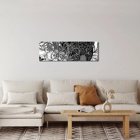 Obraz - Egzotyczny ogród (z zegarem) (90x30 cm)