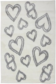 Dywan Merlin Serduszka Biały/szary 133x190 Prostokąt