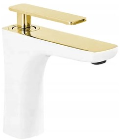Mexen Indus bateria umywalkowa, biała/złota - 744600-25
