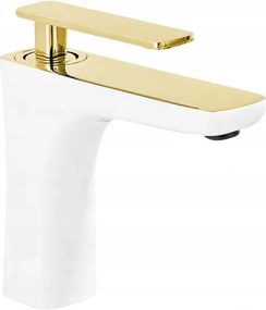 Mexen Indus bateria umywalkowa, biała/złota - 744600-25