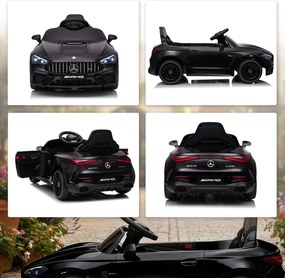 AIYAPLAY Elektryczny samochodzik dziecięcy, wzornictwo Mercedes, silniki 12V, pilot, światła LED, muzyka, dla dzieci 3-6 lat, Czarny
