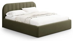 Zielone tapicerowane łóżko dwuosobowe ze schowkiem ze stelażem 200x200 cm Juno – Windsor &amp; Co Sofas