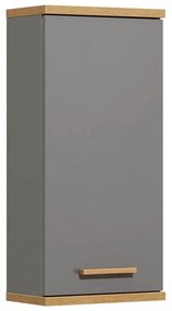 Szara wisząca szafka łazienkowa w dekorze dębu 35,5x74,5 cm Quickset 924 – Pelipal