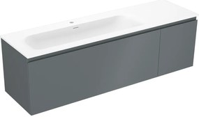 Mexen Orio szafka łazienkowa 160 cm z umywalką Vela lewą, 1S, 1D, grafit mat/biała mat - 91A13-16047-3-BBFF66-W23L01