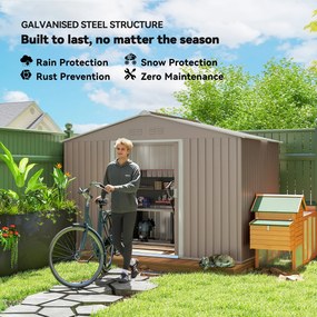 Outsunny Metalowy Schowek na Narzędzia z Drzwiami Przesuwnymi i Oknami Wentylacyjnymi, 277 x 195 x 192 cm, Jasnoszary