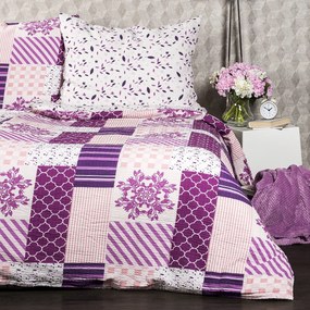 4Home Pościel z kory Patchwork violet, 140 x 220 cm, 70 x 90 cm