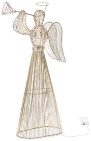 Świąteczny anioł świecący z trąbką, 53 cm, 40 diod LED, metal