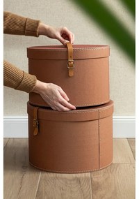 Brązowe kartonowe pojemniki dekoracyjne z pokrywką zestaw 2 szt. ø 37,5x25 cm Rut Restore Paper Laminate – Bigso