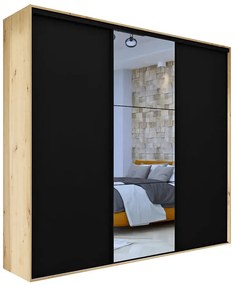 Szafa przesuwna dąb artisan + czarny + czarne paski - Estori 6X