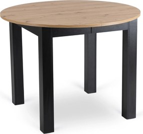 Zestaw Stół Okrągły Rozkładany HARRY 102-142 cm Dąb Artisan/Czarny i 4 Krzesła Tapicerowane CHRIS Szare Nowoczesne