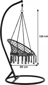 Szare wiszące krzesło KOLUMBIA z poduszką