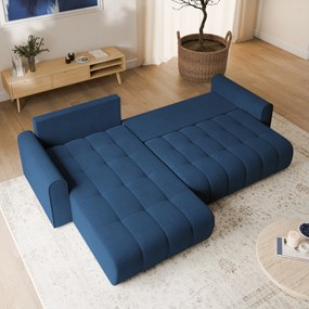Masseno Narożnik FRIGA z funkcją spania i pojemnikiem na pościel Narozniki L, Rozkładana sofa - Niebieski, ARAGON 79