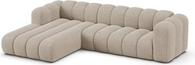 Beżowy narożnik z tkaniny szenilowej (lewostronny/z szezlongiem) Lupine – Micadoni
