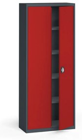 Szafa metalowa, 1950 x 800 x 400 mm, 4 półki, antracyt/czerwona