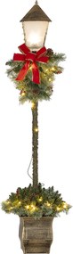 Outsunny Latarnia Bożonarodzeniowa z Jagodami, Szyszkami i Kokardą, LED, Metal, 150 cm