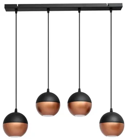 LED Żyrandol na lince MIDWAY 4xGU10/4,8W/230V czarne/miedź
