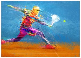 Obraz na szkle - Malowany tenisista (70x50 cm)