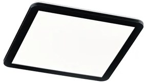 Kwadratowa lampa sufitowa czarna 40 cm z wbudowanym LED-em 3-stopniowo ściemnialnym IP44 - LopeDesignerski Oswietlenie wewnetrzne