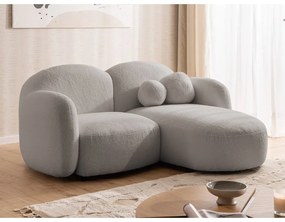 Szary narożnik z materiału bouclé (prawostronny/z szezlongiem) Orbit – Ropez