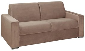 Kanapa 3-osobowa rozkładana z weluru CALITO - Kolor beżowy - Łóżko 140 cm - Materac 18 cm