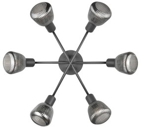 Czarna lampa sufitowa ze szklanym kloszem Tarifa – Trio