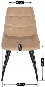 Krzesło Tapicerowane do Jadalni RIO Beżowe Welurowe Nowoczesne Loft