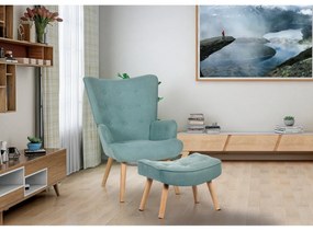 Fotel z podnóżkiem BLUE2, turkusowy