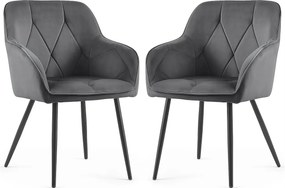 Zestaw 6 grafitowych krzeseł pikowanych - Lorviano