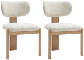 Zestaw 2 krzeseł z welurowej tkaniny i drewna hebanowego - Biały - WILANA