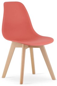 Koralowe krzesło KITO z bukowymi nogami