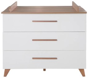 Biało-naturalna niska komoda dziecięca w dekorze dębu z przewijakiem 110x98 cm – Roba