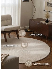 Wełniany okrągły dywan tkany ręcznie w jasnym naturalnym kolorze ø 200 cm Eleni Natural White – Hanse Home