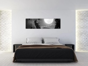 Obraz - Nocna sowa, czarno-biały (170x50 cm)