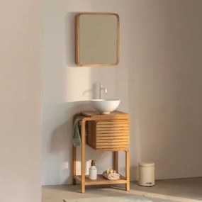Zestaw Mebli Łazienkowych Bradley Z Drewna Tekowego Okrągły Biały Ceramiczny Ø30 Cm Calgari & Prostokątny Z - Sklum