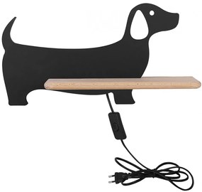 Czarna lampka nocna piesek z włącznikiem - K048-Faber
