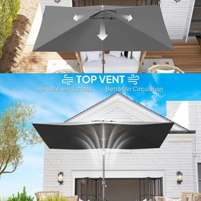 Outsunny Pokrowiec zamienny na parasol 2 x 3 m 6 żeber UV50+ i wodoodporny pokrycie parasola tarasowego | Aosom PL