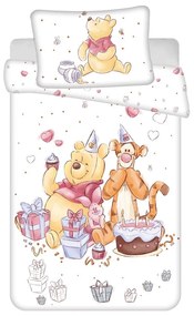 Biała bawełniana pościel dziecięca do łóżeczka 100x135 cm WTP "Birthday party" – Jerry Fabrics