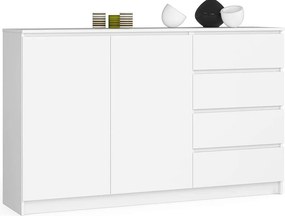 Komoda AKORD K013 Biała 160 cm 2 drzwi 4 szuflady kolor Biały mat 2 półki 160x40x99 cm