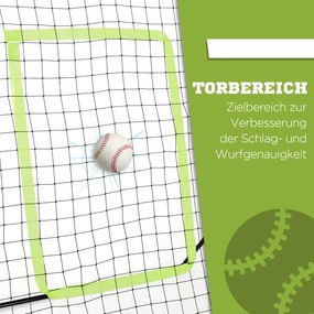HOMCOM Odbijacz Baseballowy z Wieloletnią Wytrzymałością, Metalowa Rama, Zielona Strefa Trafienia, 174W x 123S x 90G cm