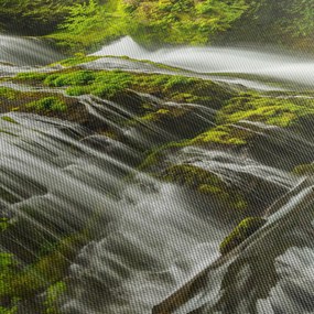 Obraz - Wodospad, Wind River Valley (z zegarem) (90x30 cm)