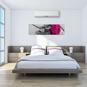 Obraz - Różowa róża (170x50 cm)