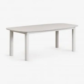 Prostokątny Stół Ogrodowy 220-280x100 Cm Rozkładany Z Ceramiki I Aluminium Zinti Piaskowy Szary - Sklum