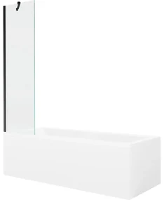 Mexen Cubik wanna prostokątna 170 x 70 cm z obudową i parawanem 1-skrzydłowym 50 cm, transparent, czarny - 550317070X9505000070