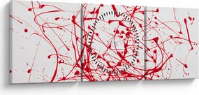 Obraz przy użyciu techniki drippingu (z zegarem) (90x30 cm)