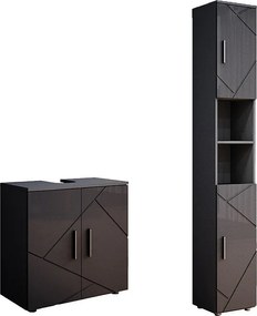 Zestaw mebli łazienkowych antracyt wysoki połysk 30x30x192 irma